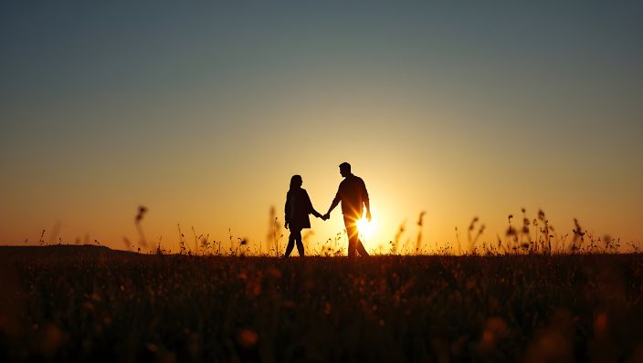 a Christian couple holding hands